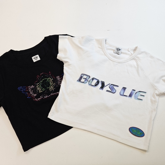 Boys Lie Tops - Set Of 2 Boys Lie Gotta Jet All Yours Crop Tee Size Small $60 Each Retail.